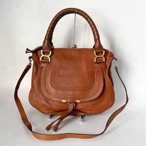 Authentic Chloe Medium Marcie Double Carry Tan